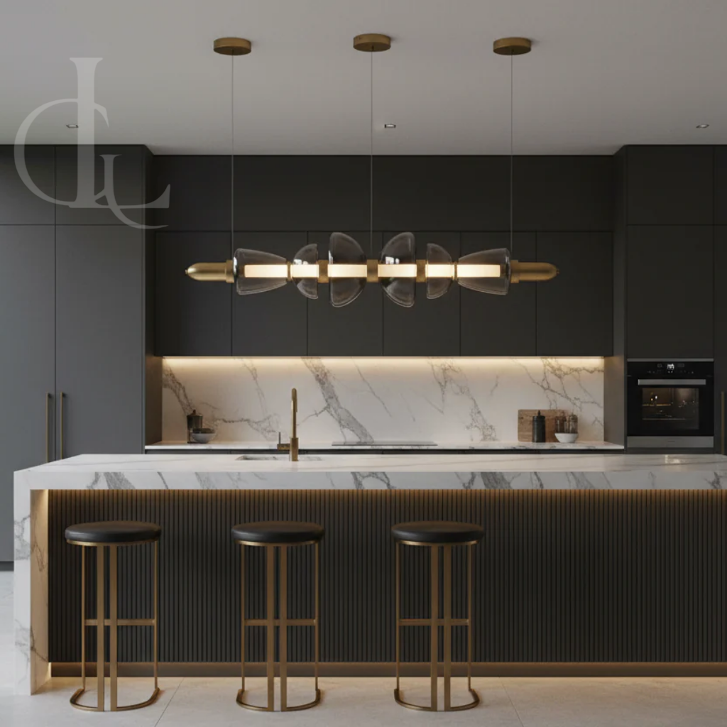 Separating Shadows (Smokey, 1000mm, Gold) Chandelier